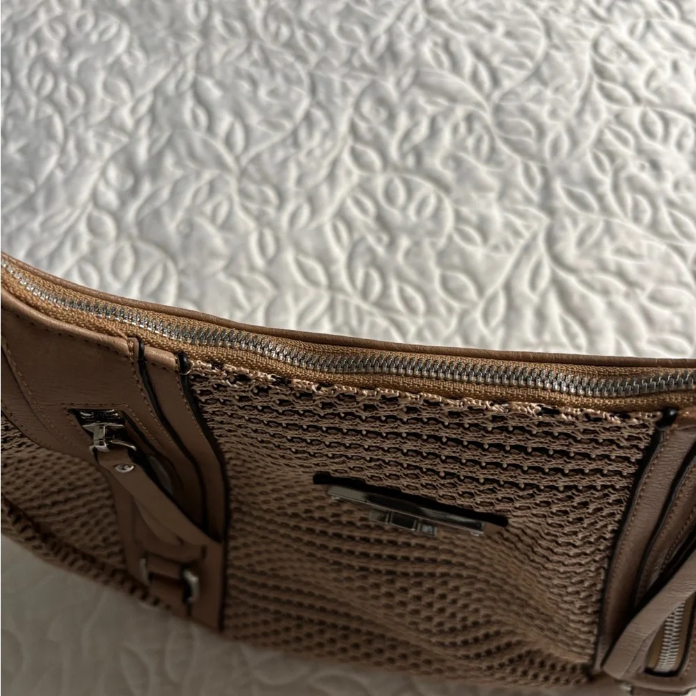 Ellen Tracy Tan Woven Shoulder Bag
